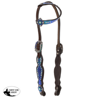 New! Showman Limited Edition Neon Gator One Ear Headstall And Breastcollar Set - Teal Purplereen