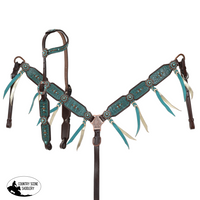 New! Showman Limited Edition Teal Tides One Ear Headstall And Breastcollar Set Horse Tack