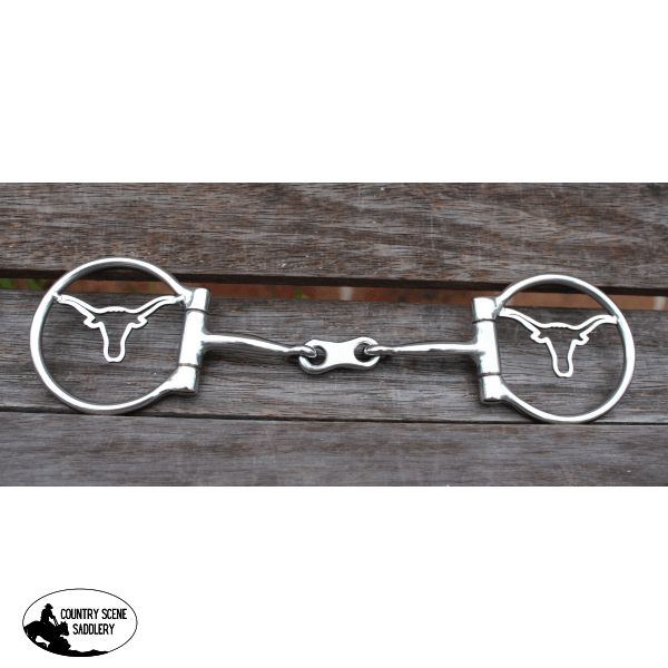 Showman Longhorn Stainless Steel D - Ring Dogbone Snaffle Bit Western Bits