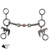 New!Showman Majestic Horse Stainless Steel JR Cowhorse Bit with Dog Bone and Copper Roller Bit
