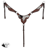 New! Showman Meadow Hide One Ear Headstall and Breastcollar Set - Country Scene Saddlery and Pet Supplies