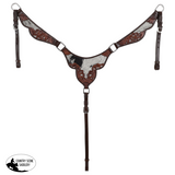 New! Showman Meadow Hide One Ear Headstall And Breastcollar Set Tack Sets