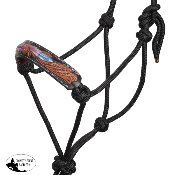 New! Showman Metallic Plume Cowboy Knot Halter with Lead Full/Cob Knot Halter