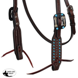 New! Showman Midnight Jewel Argentina Cow Leather Browband Headstall - Country Scene Saddlery and Pet Supplies