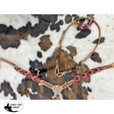 New! Showman Miracle Braid One Ear Headstall and Breast Collar Set - pink Tack Sets