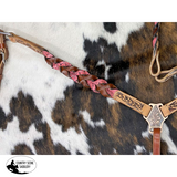 New! Showman Miracle Braid One Ear Headstall and Breast Collar Set - pink Tack Sets