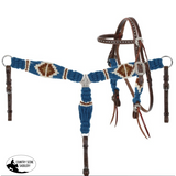 New! Showman Mountain View Pony Sized Mohair Browband Headstall and Breastcollar Set - Country Scene Saddlery and Pet Supplies