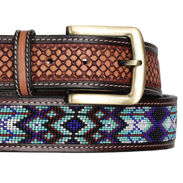 New! Showman Navajo Nights Argentina Cow Leather Beaded Belt Horse Tack