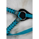 New! Showman Nylon headstall and breast collar set with stitched trim and crystal rhinestone conchos