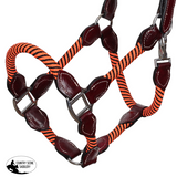 New! Showman Orange Poly Rope Leather Halter - Orange
