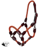 New! Showman Orange Poly Rope Leather Halter - Orange