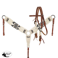 New! Showman Pinto Corded Mohair Browband Headstall And Breastcollar Set Tack Sets