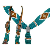 NEW! Showman Pony Size Corded One Ear Headstall & Breast collar set - Teal and Brown