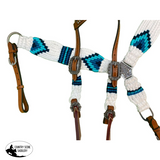 New! Showman Pony Size Corded One Ear Headstall & Breast Collar Set - White And Teal