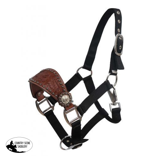 New! Showman Pony Size Floral tooled bronc nose halter