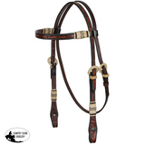 New! Showman Prairie Oak Argentina Cow Leather Browband Headstall - Country Scene Saddlery and Pet Supplies