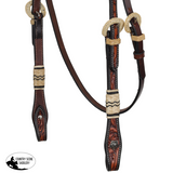 New! Showman Prairie Oak Argentina Cow Leather Browband Headstall - Country Scene Saddlery and Pet Supplies