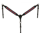 Showman ® 1.75" wide dark chocolate Argentina cow leather breast collar with beaded inlay. - Country Scene Saddlery and Pet Supplies