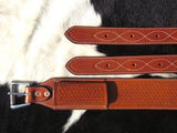 Showman ® 3" wide Basketweave Tooled Leather back cinch. - Country Scene Saddlery and Pet Supplies