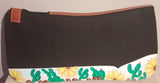 Showman ® 31" x 32" black felt saddle pad with sunflower and cactus design. - Country Scene Saddlery and Pet Supplies