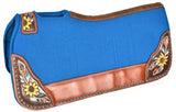 Showman ® 31" x 32" x 1" Turquoise felt saddle pad with hand painted sunflower and feather design. - Country Scene Saddlery and Pet Supplies