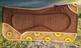 Showman ® 32" x 31" x 1" Brown Built Up Felt Saddle Pad with Sunflower Design. - Country Scene Saddlery and Pet Supplies