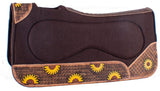 Showman ® 32" x 31" x 1" Brown Built Up Felt Saddle Pad with Sunflower Design. - Country Scene Saddlery and Pet Supplies