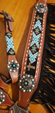 NEW! Showman ® 4 Piece beaded Navajo headstall and breast collar set. - Country Scene Saddlery and Pet Supplies