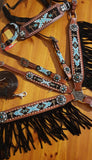 NEW! Showman ® 4 Piece beaded Navajo headstall and breast collar set. - Country Scene Saddlery and Pet Supplies