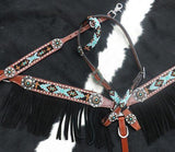 NEW! Showman ® 4 Piece beaded Navajo headstall and breast collar set. - Country Scene Saddlery and Pet Supplies