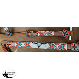 New! Showman ® 4pc. Longhorn beaded one headstall and breast collar set with square bling concho accents. - Country Scene Saddlery and Pet Supplies