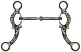 Showman ® 5" Brown Snaffle Bit with Engraved Silver Overlays. - Country Scene Saddlery and Pet Supplies