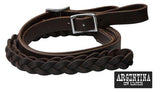 Showman ® 7 ft Argentina cow leather contest reins. 1" x 7 ft. - Country Scene Saddlery and Pet Supplies