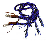 Showman ® 8 ft braided nylon reins with tassels. - Country Scene Saddlery and Pet Supplies