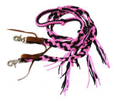 Showman ® 8 ft braided nylon reins with tassels. - Country Scene Saddlery and Pet Supplies