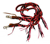 Showman ® 8 ft braided nylon reins with tassels. - Country Scene Saddlery and Pet Supplies