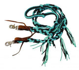Showman ® 8 ft braided nylon reins with tassels. - Country Scene Saddlery and Pet Supplies