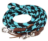 Showman ® 8ft braided nylon barrel reins with scissor snap ends. - Country Scene Saddlery and Pet Supplies