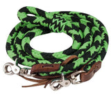 Showman ® 8ft braided nylon barrel reins with scissor snap ends. - Country Scene Saddlery and Pet Supplies