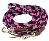 Showman ® 8ft braided nylon barrel reins with scissor snap ends. - Country Scene Saddlery and Pet Supplies