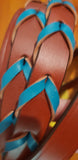 Showman ® 8ft leather braided rein with colored lacing. - Country Scene Saddlery and Pet Supplies