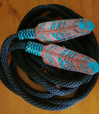 Showman ® 8ft round braided nylon split reins. - Country Scene Saddlery and Pet Supplies