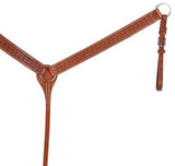 Showman ® Argentina cow leather breast collar with scalloped tooled design. - Country Scene Saddlery and Pet Supplies