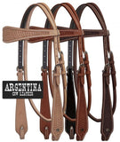 Showman ® Argentina Cow Leather Headstall with Basketweave Tooling. - Country Scene Saddlery and Pet Supplies