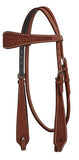 Showman ® Argentina Cow Leather Headstall with Basketweave Tooling. - Country Scene Saddlery and Pet Supplies