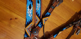Showman ® Beaded Aztec 4 Piece Headstall and Breastcollar Set. - Country Scene Saddlery and Pet Supplies