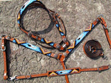 Showman ® Beaded Aztec 4 Piece Headstall and Breastcollar Set. - Country Scene Saddlery and Pet Supplies