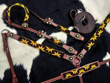 Showman ® Beaded Sunflower 4 Piece Headstall and Breastcollar Set. - Country Scene Saddlery and Pet Supplies