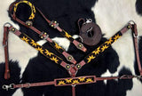 Showman ® Beaded Sunflower 4 Piece Headstall and Breastcollar Set. - Country Scene Saddlery and Pet Supplies