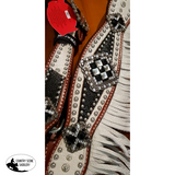 NEW! Showman ® Bejeweled Black and White 4 Piece Set. - Country Scene Saddlery and Pet Supplies